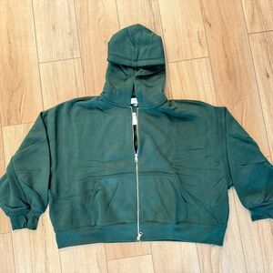 NWT American Eagle Full Zip Hoodie Sweatshirt Sweater Cropped Blue Green XL